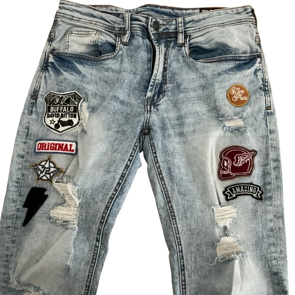Vintage Buffalo David bitton ash-x slim stretch jeans Rock For Freedom 31/32